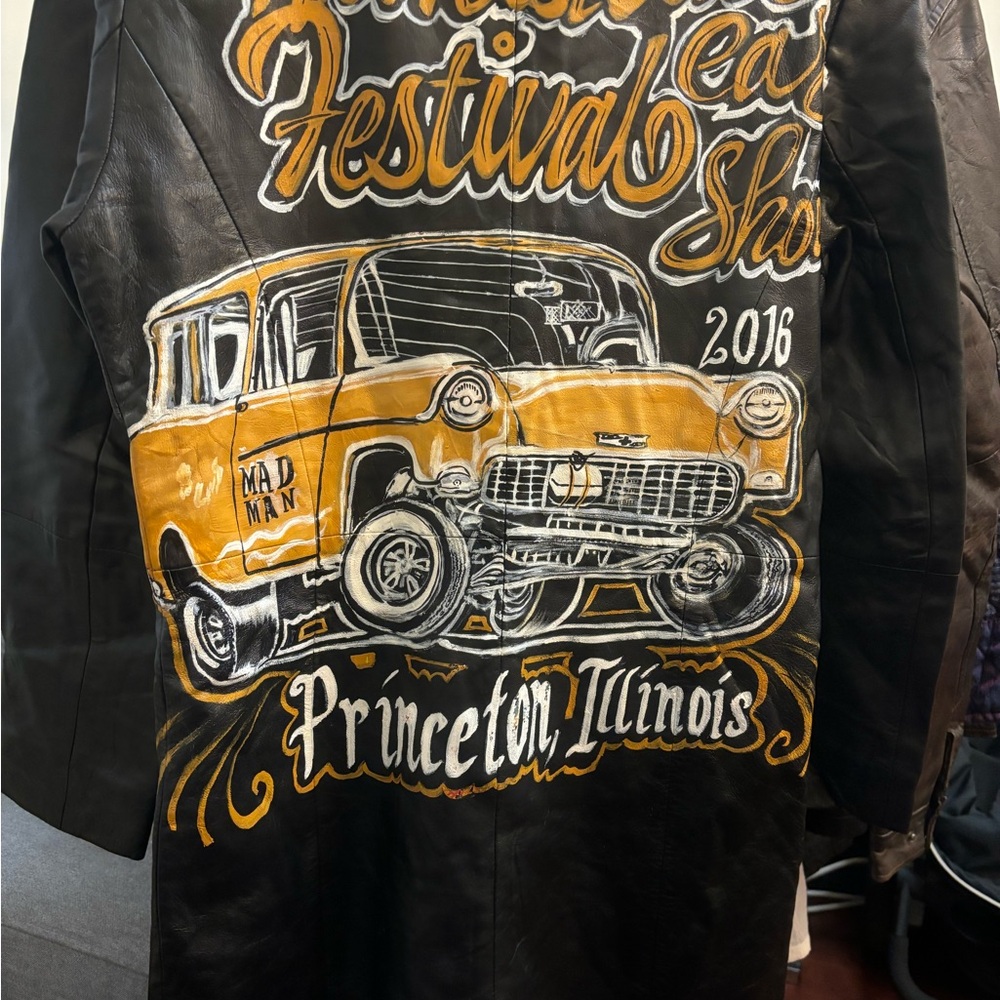 Vintage Car Show hand painted Leather Jacket